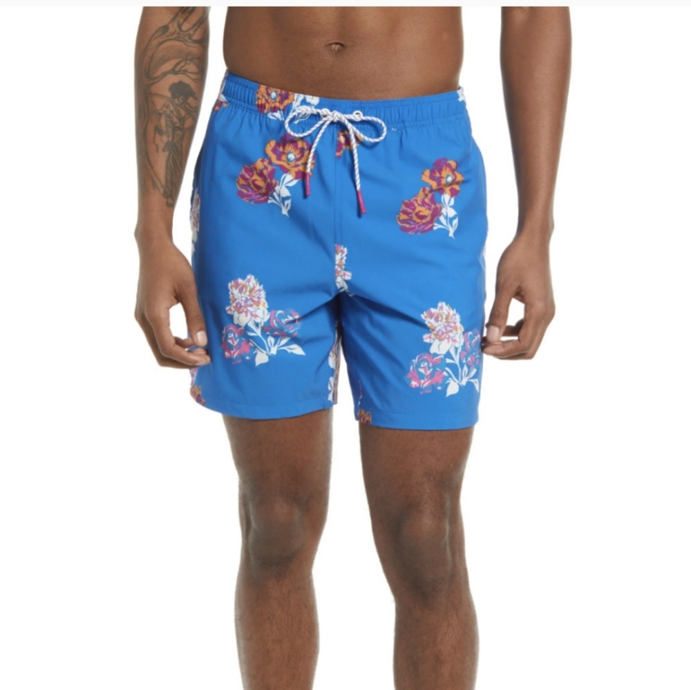 Bonobos Blue Floral Swim Trunks